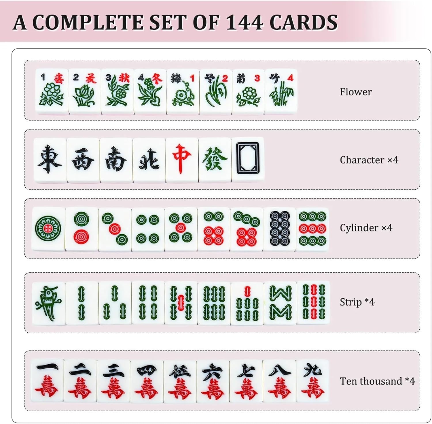 Mini Mahjong Set 中国麻将 Waterproof Chinese Majiang 144 Melamine Tiles 0.94"(24MM) with Portable Travel Handbag Complete Mahjong Game Set Mah Jong Majiang with Dices Table Cover