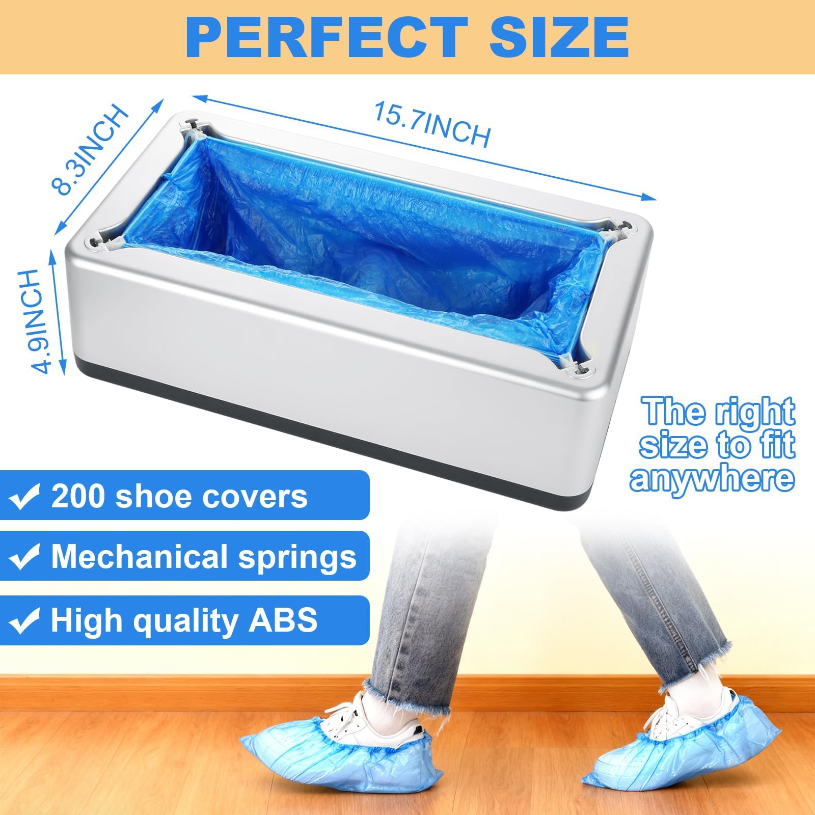 Dispenser automatico di copriscarpe con 200 copriscarpe usa e getta antiscivolo, portatile, per interni, casa, ufficio, adatto per la maggior parte delle scarpe