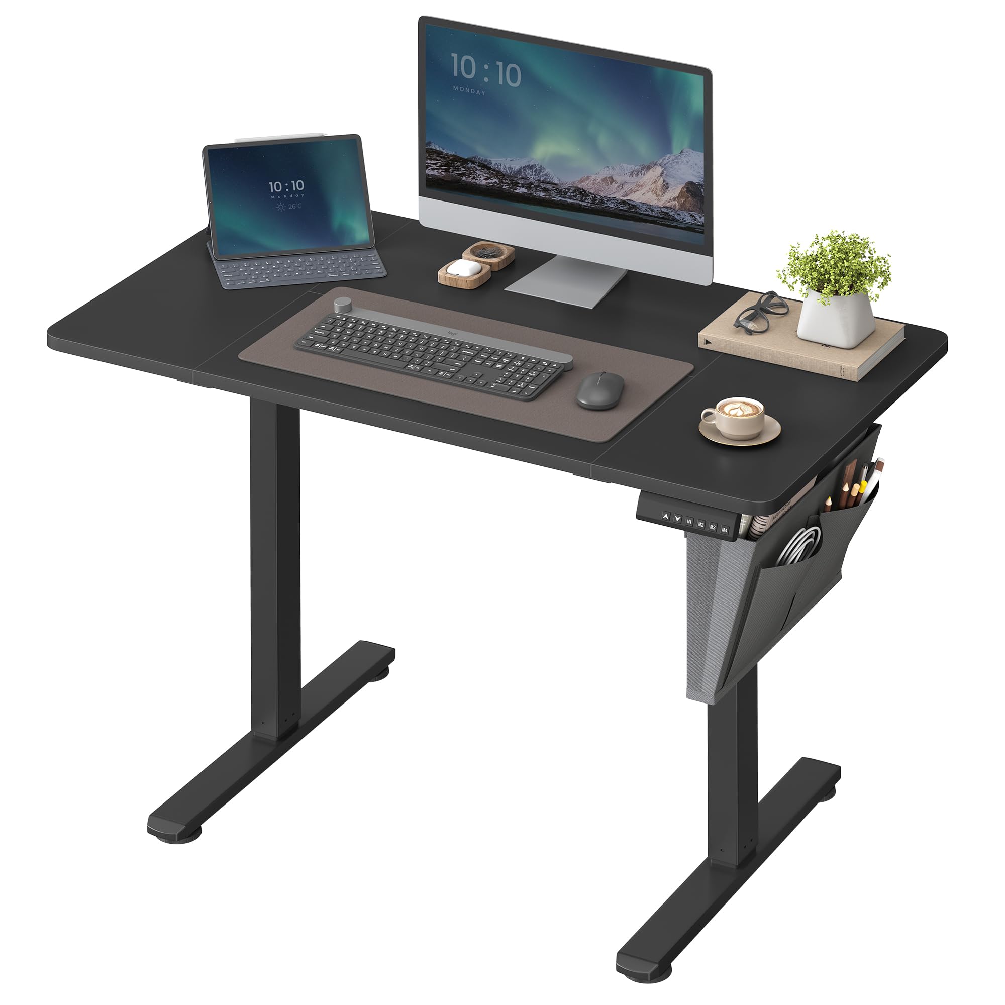 Diagram showing the dimensions of the SONGMICS Electric Sit-Stand Desk: 110 cm length, 60 cm width, and adjustable height from 72-120 cm. Also indicates a maximum load capacity of 70 kg.