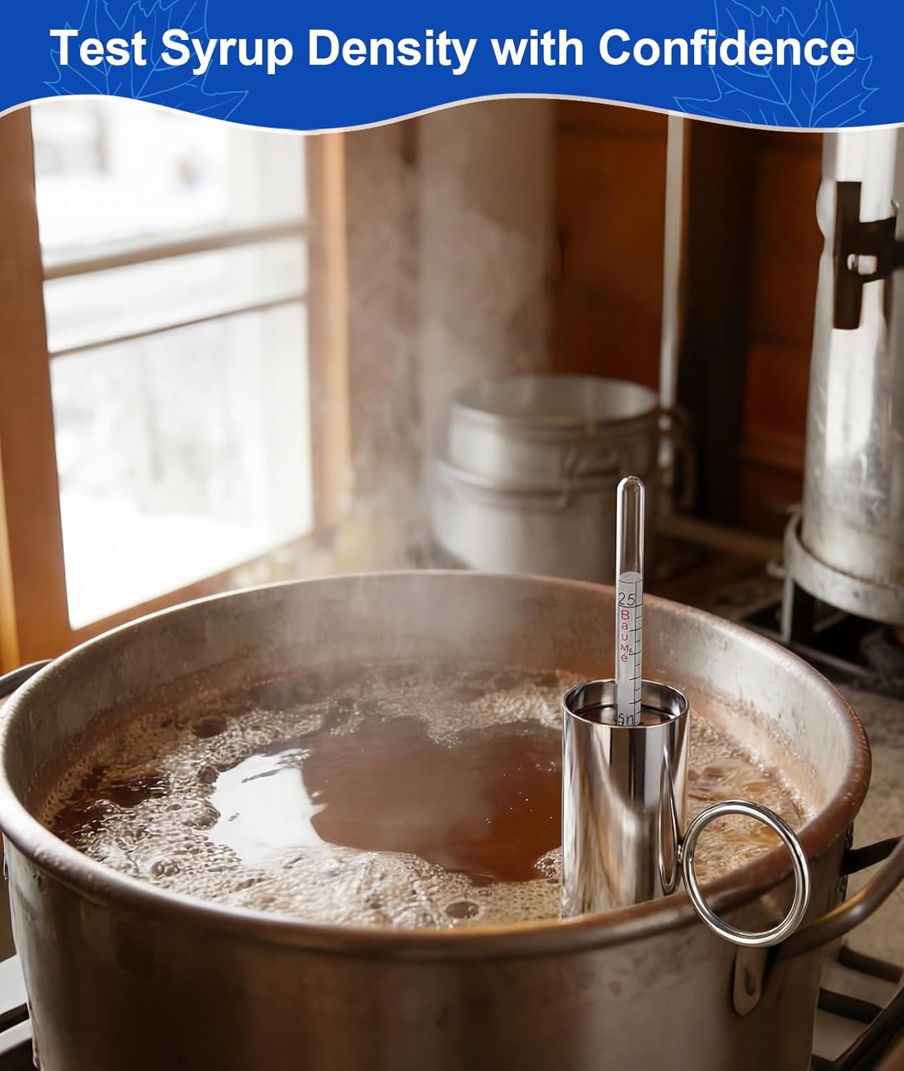 Maple Syrup Hydrometer Kit, Maple Sap Hydrometer with Stainless Steel Syrup Test Cup, Maple Syrup Tapping Kit (6 Set), Maple Tree Tapping Kit with Stainless Steel Spiles, Hooks