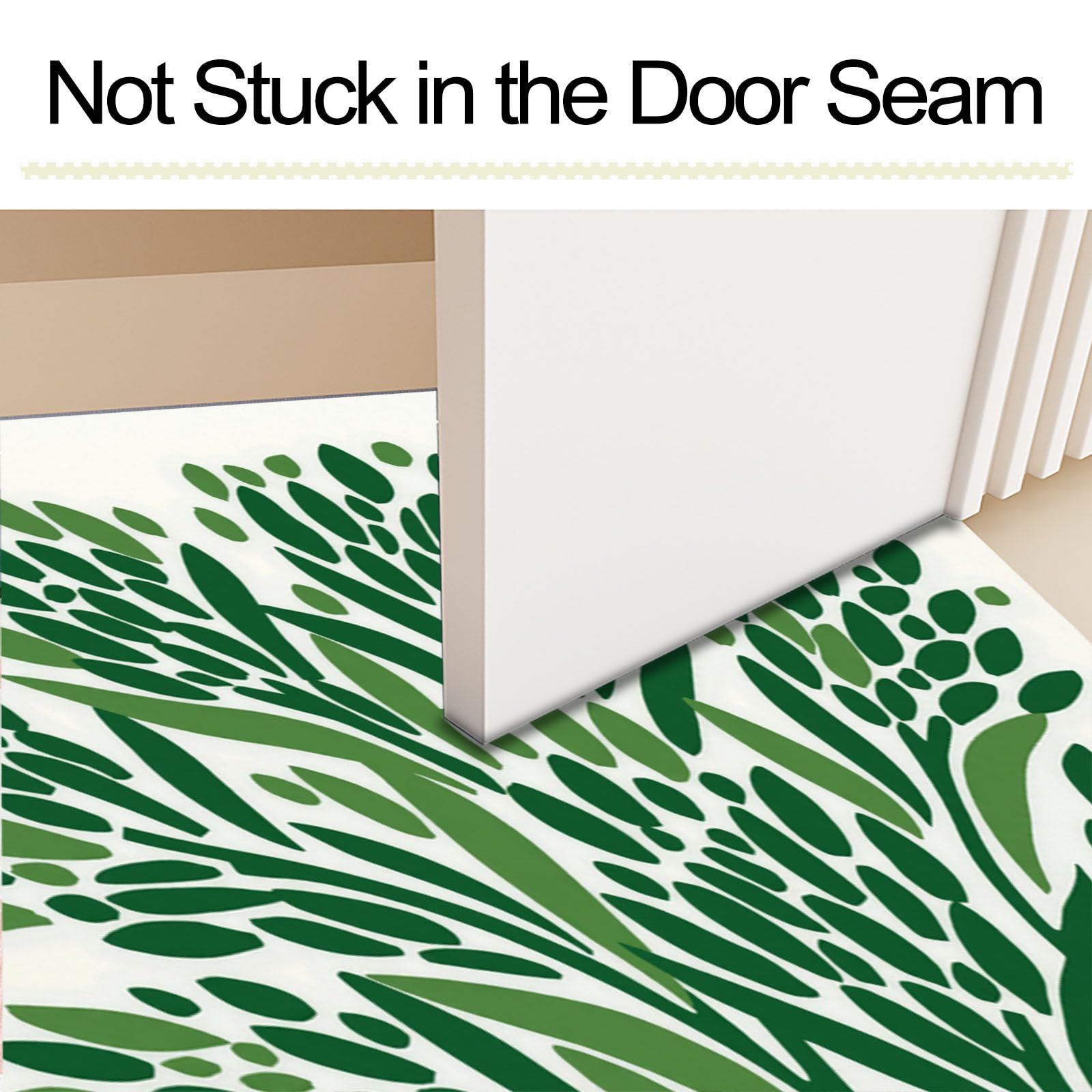 Tapis Entree Interieur Bohème Abstrait 80x120cm Lavable en Machine, paillasson AntidéRapant Poil Ras, Plante Feuille pour Chambre Salle a Manger Cuisine, Vert