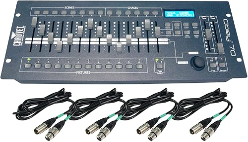 Chauvet DJ Controlador OBEY70 Obey 70 Iluminación y niebla DMX-512 y cables de 10' y 25'