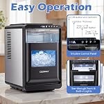 COSTWAY Crescent Ice Maker, 26 lbs/24H with 16 crescent ice cubes in 15 mins, self-cleaning, 11 levels of ice thickness, timer, shovel and basket for home office, party, bar, grey