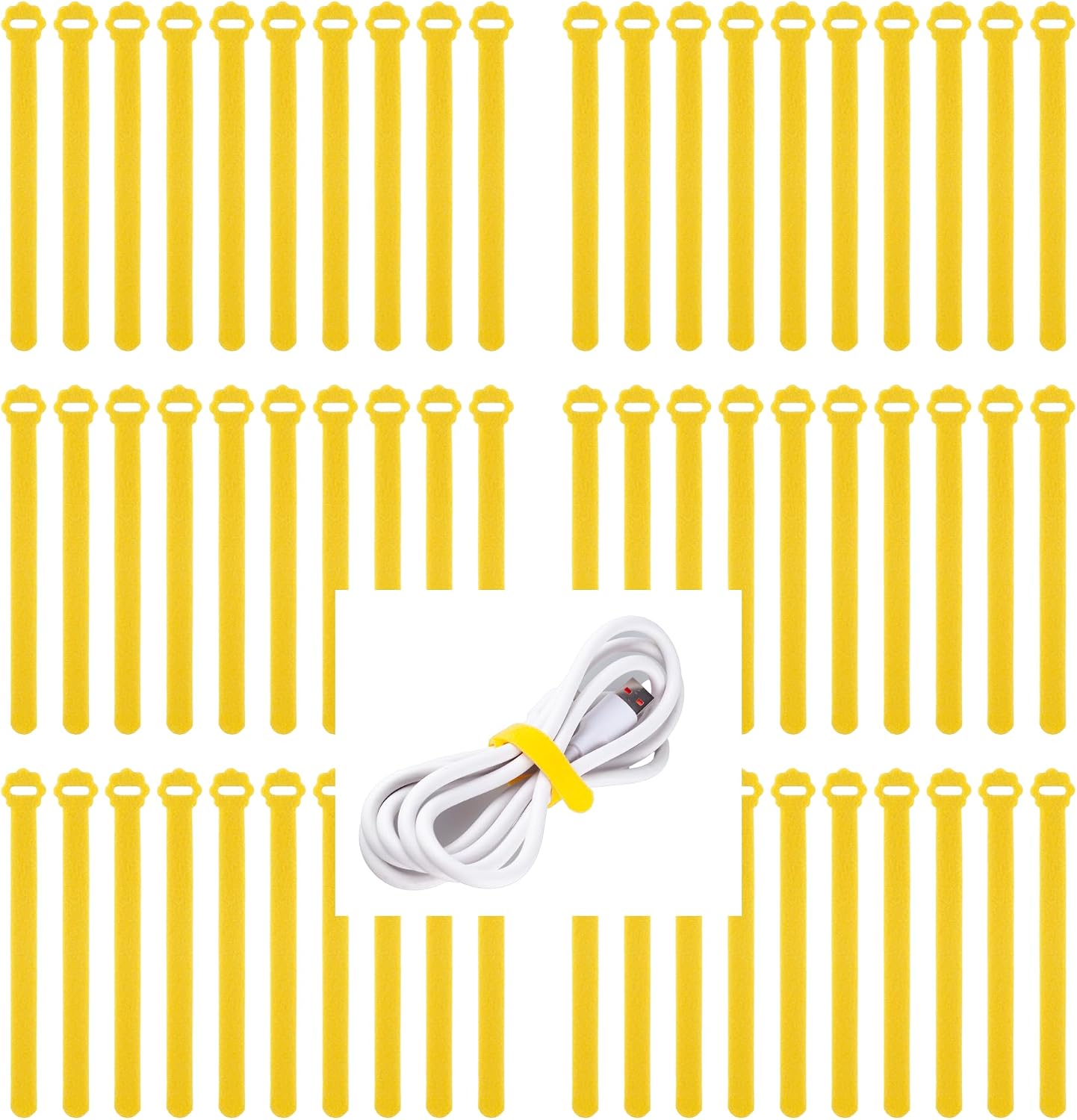 60pcs 6inch Cable Ties Reusable, Adjustable Cable Organizer (Yellow)
