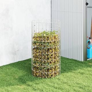Gecheer Garden Composter for Outdoor Use – Durable Galvanized Steel Cylindrical Bin with Matte Silver Finish, 19.7 x 19.7 x 39.4 Inches