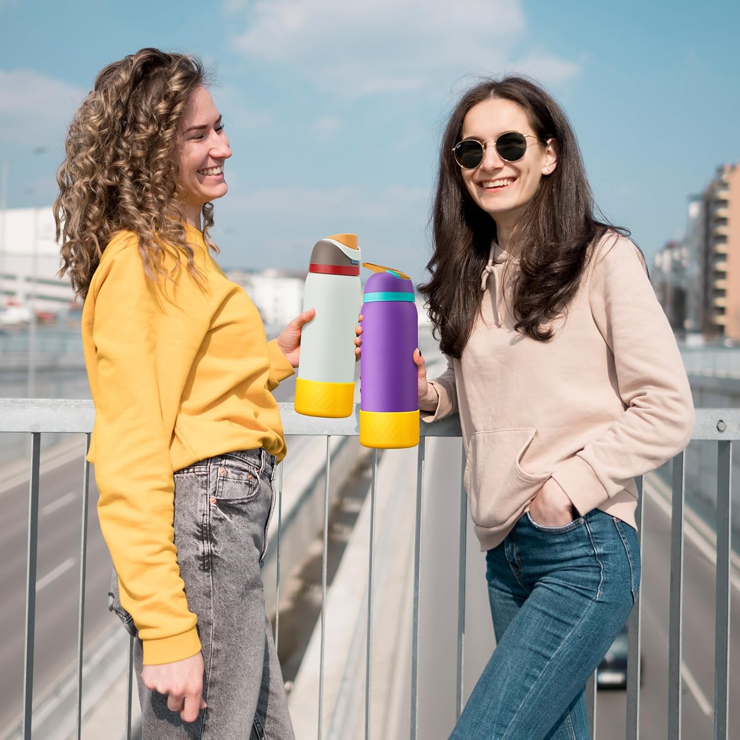 yoelike Grid Silicone Boot for Owala Water Bottle, Anti-Slip Protective Sleeve for FreeSip/Twist/Flip, Bottom Bumper Cover for Watter Bottle Accessories - Image 6