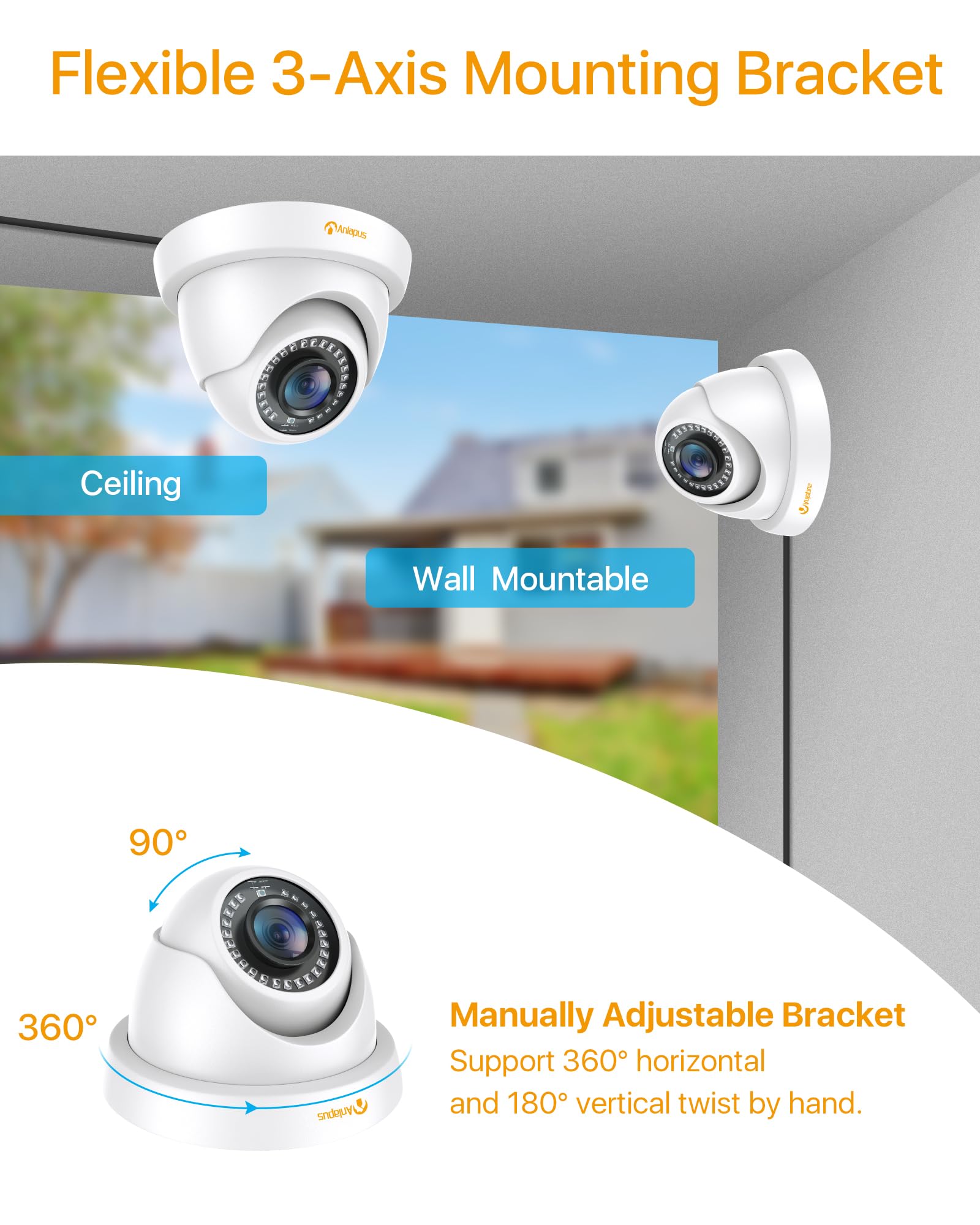 Anlapus 4pcs 1080P Cámara de Vigilancia Exterior Domo Cámara de Seguridad, 20M Visión Nocturna, para TVI DVR Kit de Videovigilancia