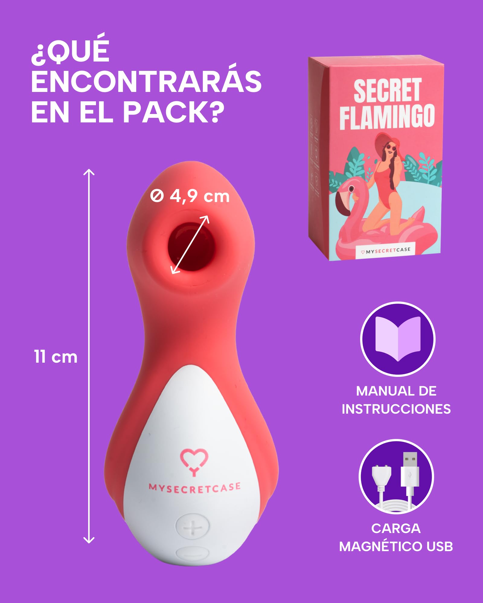 MySecretCase Estimulador de Clítoris Femenino Succionador de Clítoris Femenino 10 Modo Succión Masturbador Mujer Juguetes Sexuales Mujer Consoladores.. Para Mujer con Vibración Vibrador Pequeño