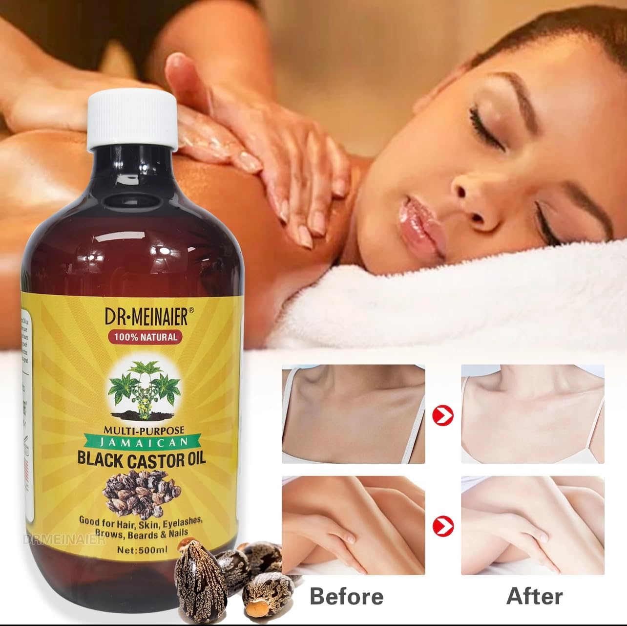 Generic Jamaican Castor Oil multi-purpose Essential oil 500ml / 17.9 OZ, Black
