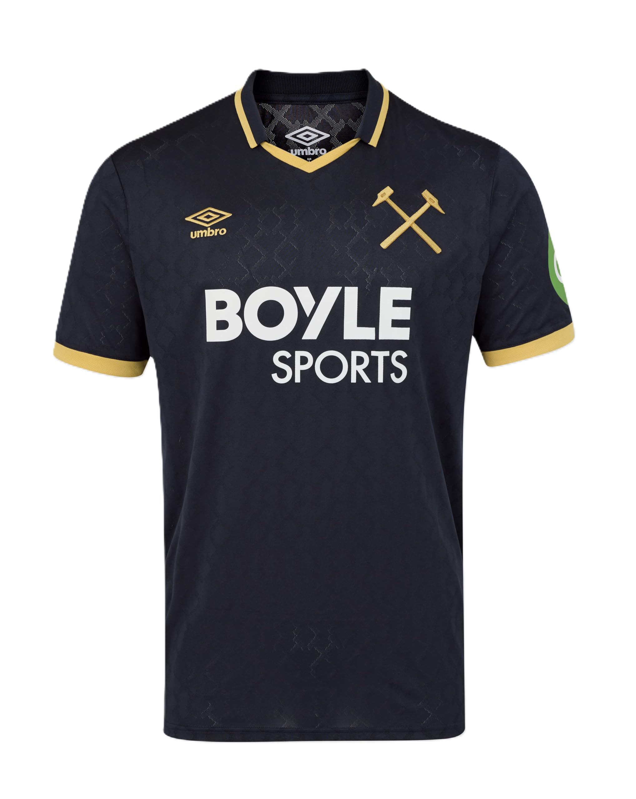 Umbro West Ham United FC Men's Third Short Sleeve Shirt, Sky Captain/Orche, S