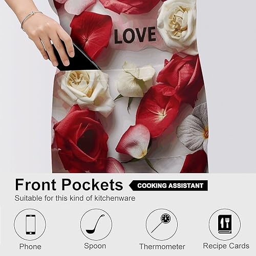 Miniatura 5 de Paper Among Flowers Apron Waterproof Adult Bib Apron with Pockets Chef Aprons Long Style Women Men Aprons for Home Kitchen Cooking Baking Gardening