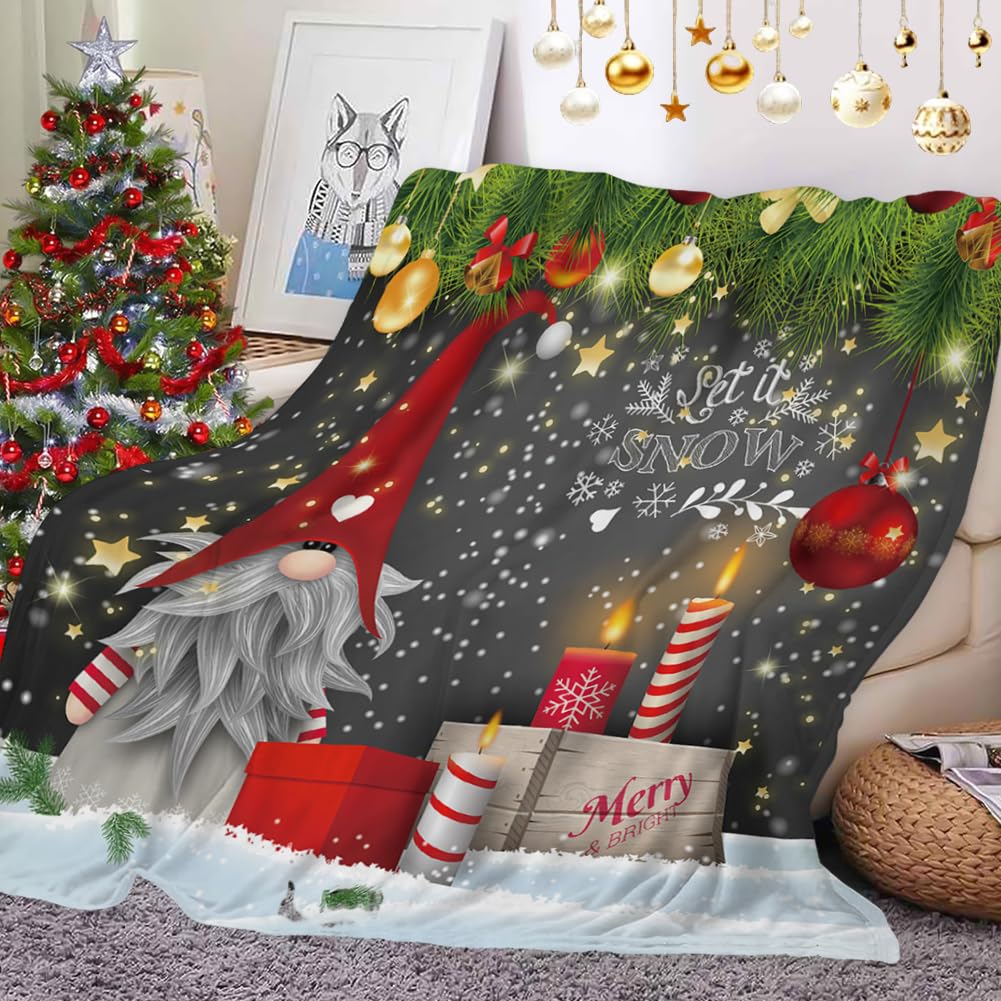 Manta de Navidad, Manta Navideña De Franela, Manta para Sofá Navideño, Mullida Suave y Cálida Sofa, Mantas de Felpa Acogedora para decoración navideñas, Regalo, sofá Cama, Oficina-C