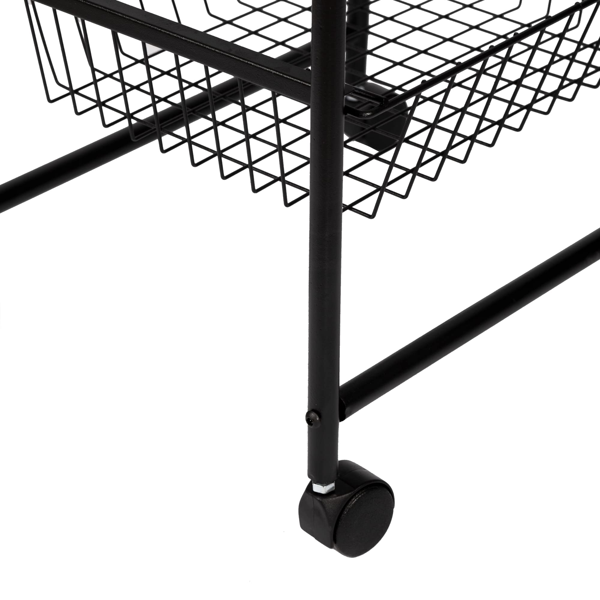 [en.casa] Carro de Servicio de 5 Niveles Carrito de Cocina con 4 Cestas 1 Estante de Rejilla Estantería Rodante Multiuso Metal 87 x 41 x 32 cm Negro