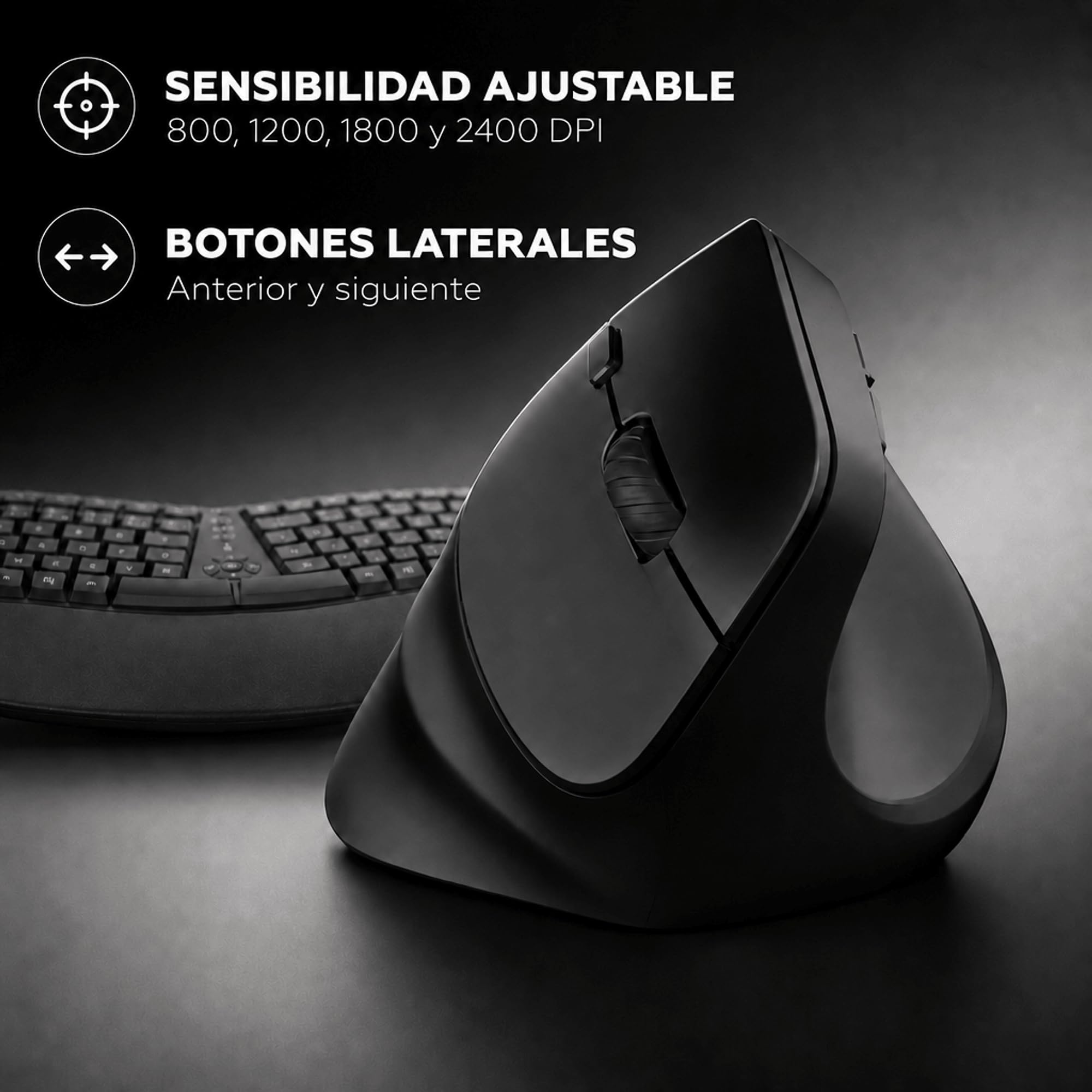 MOBILKTY Lab - Ergo C30W - Combo Teclado + ratón inalámbrico ergonómico - AZERTY, reposamuñecas, diseño ergonómico, inclinación Ajustable del Teclado, dpi Ajustable - Windows