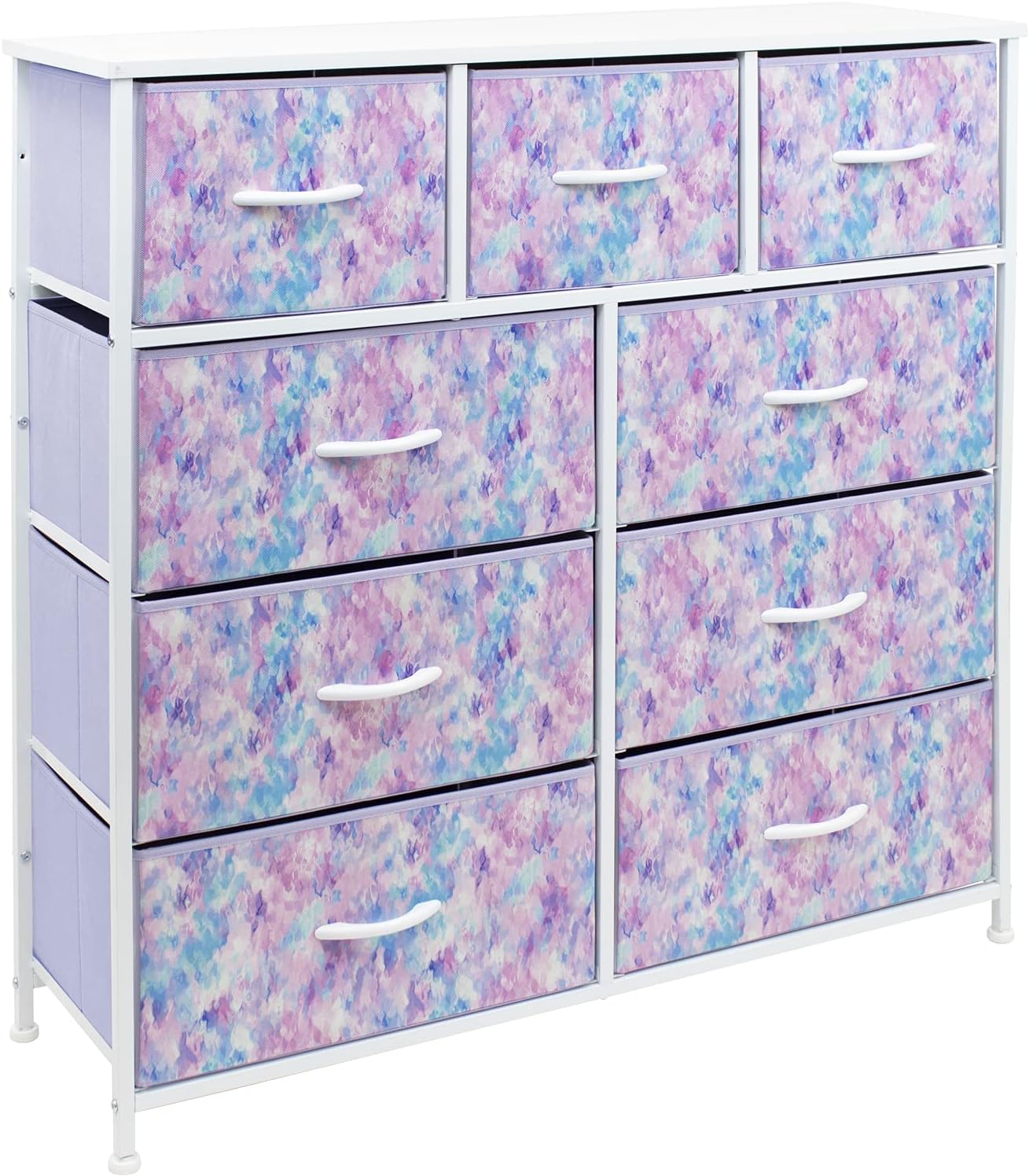 Sorbus Dresser with 9 Drawers - Furniture Storage Chest Tower Unit for Bedroom, Hallway, Closet, Office Organization - Steel Frame, Wood Top, Tie-dye Fabric Bins (Solid Pink, Solid) : Home & Kitchen