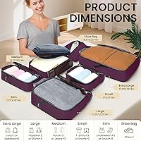 Vista 243 de BAGAIL 4 juegos/6 juegos/8 cubos de compresión para embalaje, accesorios de viaje, organizadores de embalaje expandibles (malla cuadrada, 06-beige)