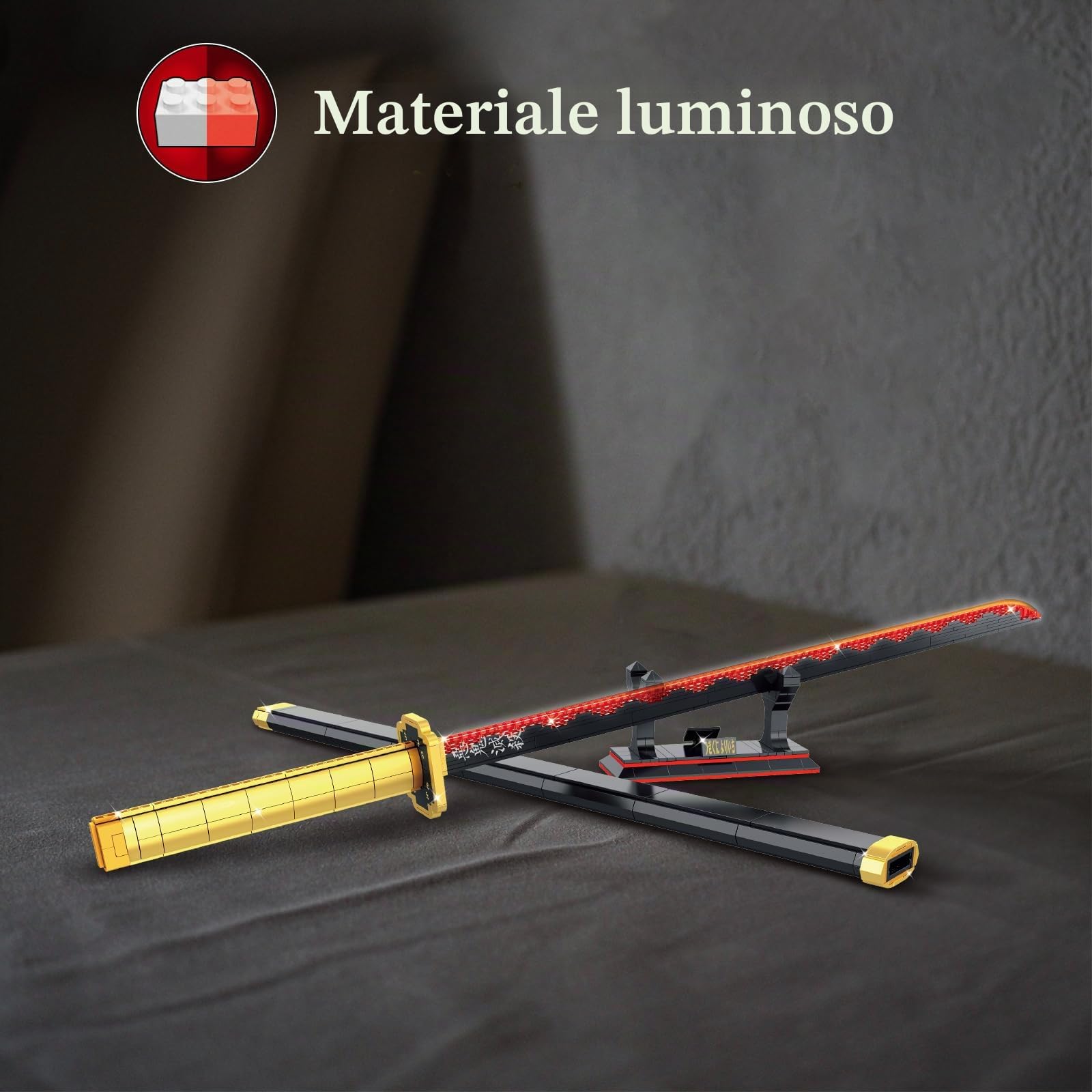 JMBricklayer Anime Katana Mattoncini da Costruzione, 70138 Set Spada, Giocattolo Cosplay Ninja Mattoncini ad Incastro, Modello Regalo per Adulti e Ragazzi da 8+ con Fodero e Supporto