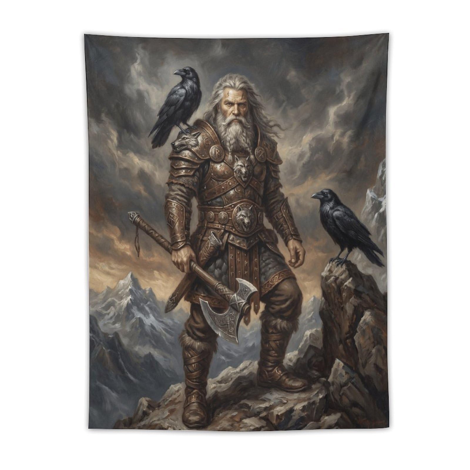 H3B8U2Y5 Norse Mythology Odin Wall Tapestry, Ancient Rune Mood
