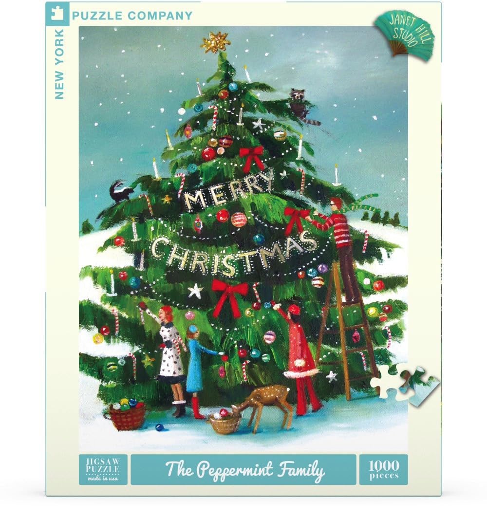 New York Puzzle Company - Janet Hill The Peppermint Family - 1000 Piece Jigsaw Puzzle