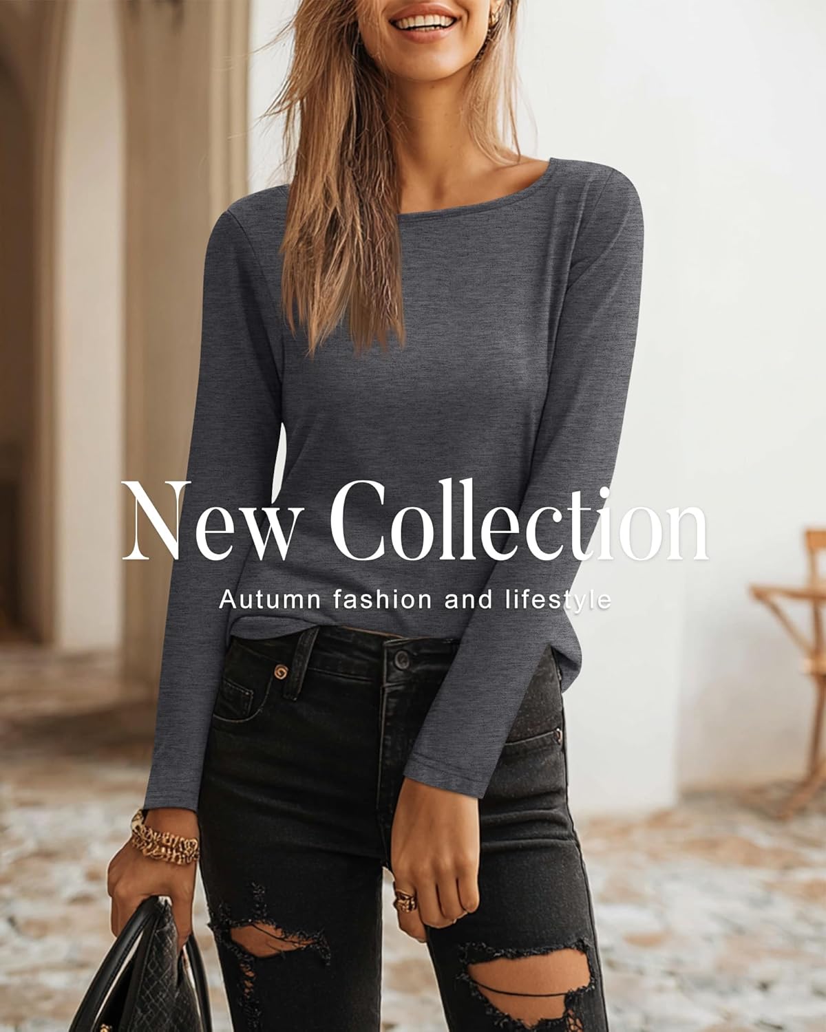 Neer 4 Pack Women's Long Sleeve Shirts Boat Neck Loose Fit Tunic Tops Casual Basic Layer Clothes for Ladies Outfits - Image 4