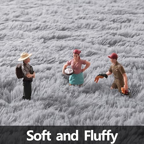 Miniatura 5 de FlyDOIT Alfombra redonda gris para dormitorio, alfombras circulares súper esponjosas para guardería de bebé, alfombra peluda de 5 x 5 pies para