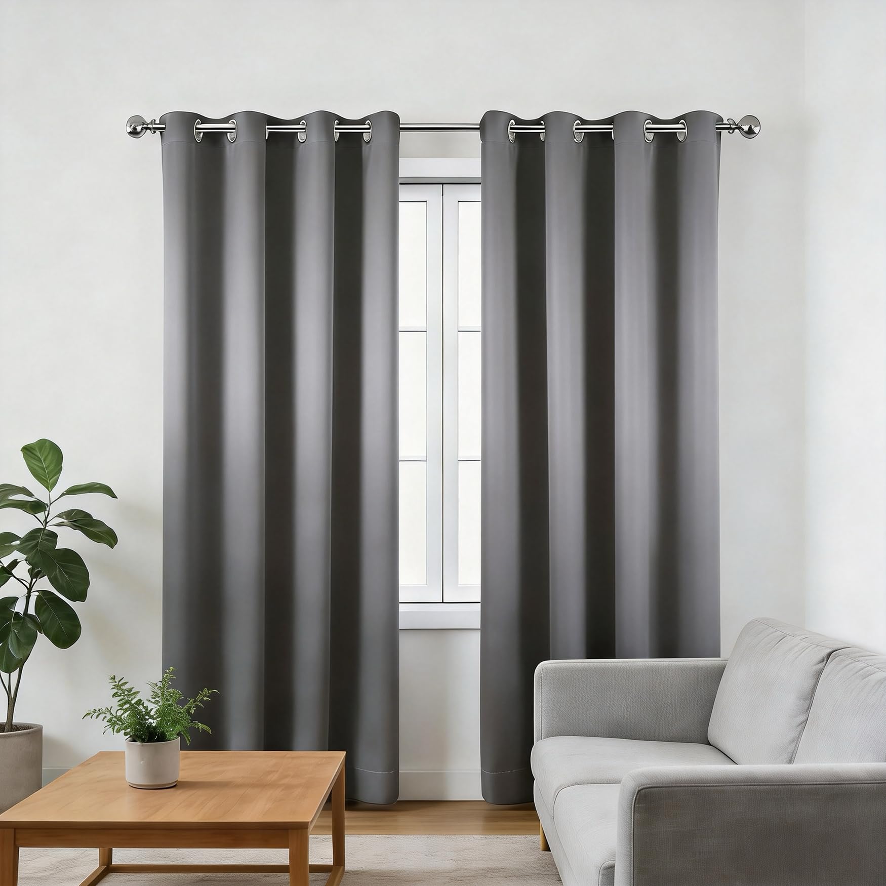 Rideau isolation chaleur et bruit pour fenêtre de maison grise