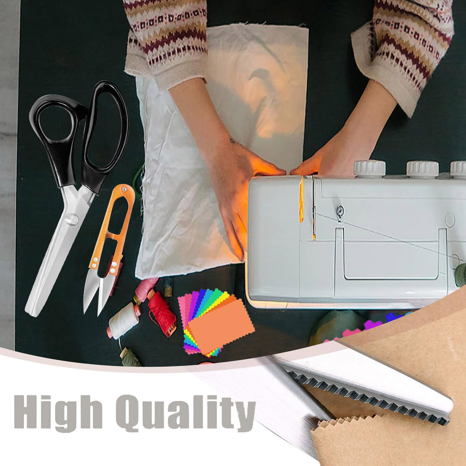 Shears Comfort Grips Crafts Zig Zag Cut Sewing Scissors, Professional Handheld Dressmaking, Pinking Shears, Zig Zag Craft Scissors Decorative Edge, Pinking Shears for Fabric Cutting