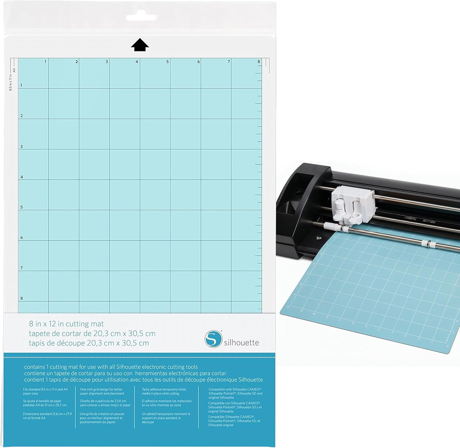 Silhouette Cutting Mat for Portrait Machines, 8 x 12 Inches - 1 Pack