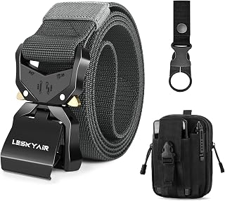 Men Tactical Belt, Military Work Belt Rigger 1.5" Nylon with Heavy Duty Quick Release Metal Buckle, Gift with Molle Pouch and Bottle Clip
