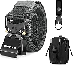 Tactical Belt for Men 1.5 Inch Belt Work Military Style Belt with Metal Buckle Quick Release Gift with Tactical Molle Pouch and Bottle Holder