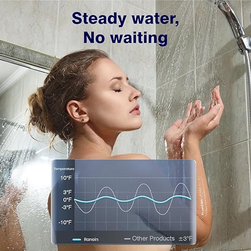 Miniatura 2 de Ranein Calentador de agua sin tanque de gas natural con tubo de ventilación, interior 4.3 GPM, calentador de agua caliente instantáneo de 100,000 BTU