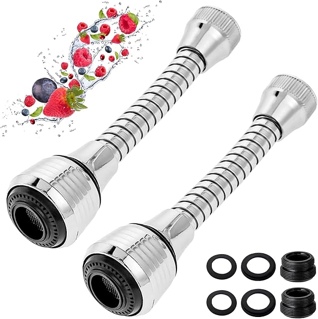 2Pcs Kitchen Faucet Extender Universal Faucet Spray Head 360° Swivel Adjustable Nozzle Spout for Home Sink Bathroom Kitchen Tap Nozzle Filter Adapter Accessories