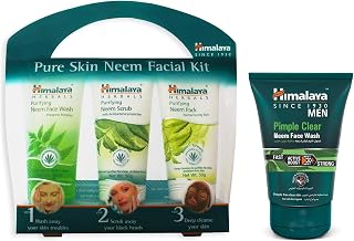 Himalaya Pure Skin Neem Facial Kit (Facewash 50ml, Scrub 50G & Face Pack 50G) And Himalaya Men Pimple Clear Neem Face Wash, 100ml
