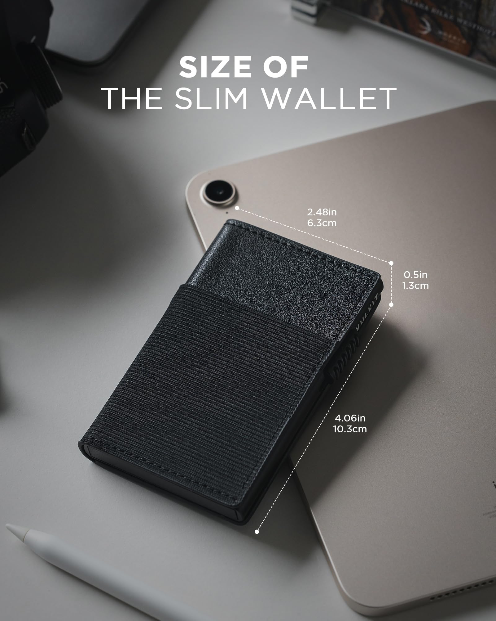 VULKIT Etui na karty męskie i damskie etui na karty blokujące RFID Portfel na karty męskie z zamknięciem magnetycznym, Czarny (Black), Minimalistyczny