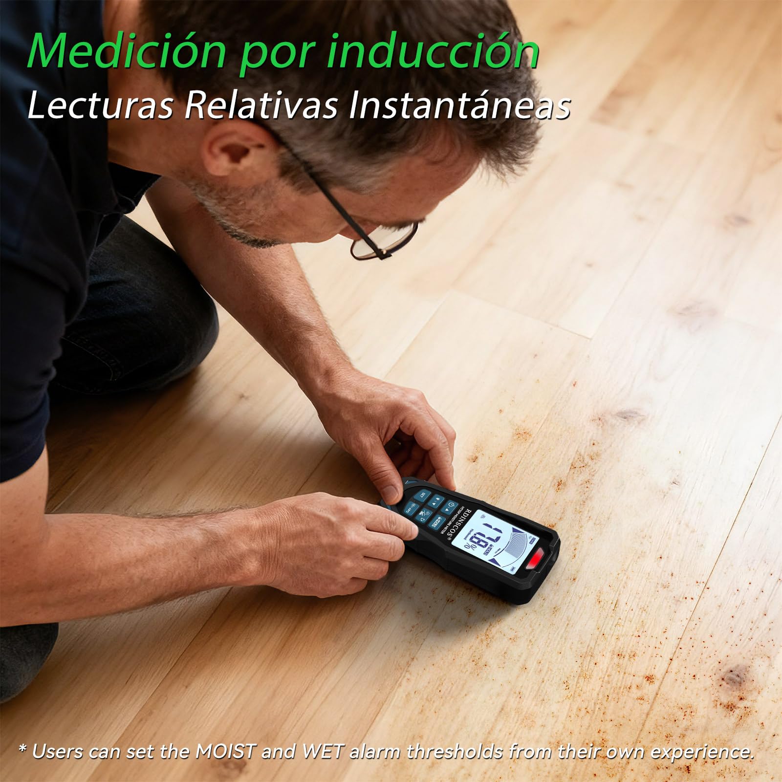 RDINSCOS RDINSOCS Medidor de Humedad sin Aguja & con Aguja para Medir la Humedad de la Madera, las Paredes, el Yeso y el Hormigón,Higrometro con Pantalla LCD