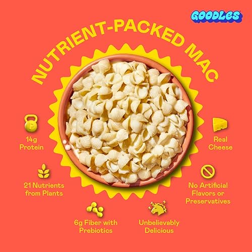 Miniatura 3 de Goodles Shella Good Pasta de queso cheddar blanco envejecido y conchas  Repleta de nutrientes con queso real, fibra, proteínas, prebióticos, plantas