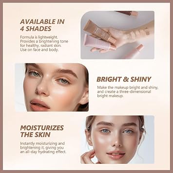 Natural Glow Illuminator Glotion, True Match Bronzing Drops Highlighter for Radiant, Hydrating Moisturizing (#3 Medium, One Size)