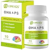 Algae DHA - 600 mg Omega-3 DHA Softgels, with Phosphatidylserine & Walnut Oil, Supports Healthy Brain Function, Vision, Eye & Memory, Gluten Free, Non-GMO Vegan Algae Oil, 90 Softgels