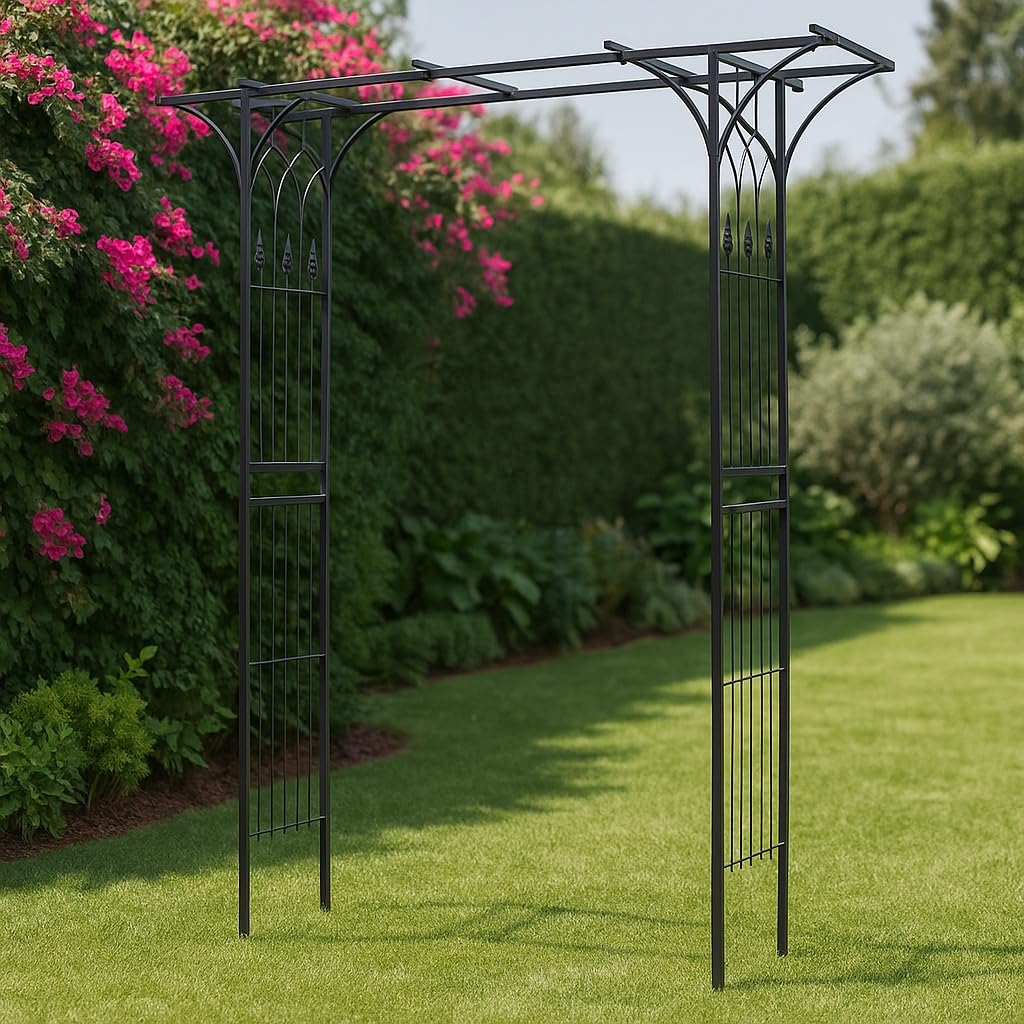 Wiltec Arco da giardino per rose e piante rampicanti 205x50x208cm acciaio nero