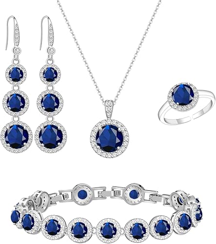 Miniatura 1 de LMXXVJ Juego de joyas para mujer, collar y aretes ajustables, juego de pulseras de cumpleaños, aniversario, día de la madre, Navidad, día de la