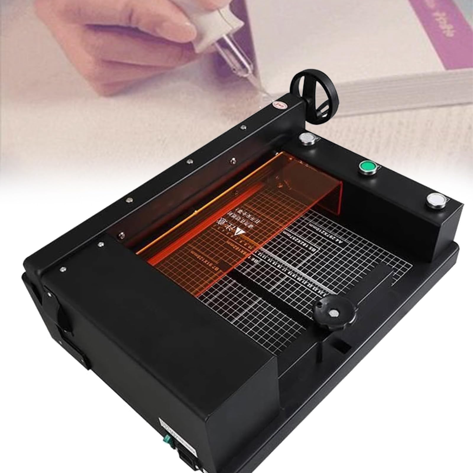 Taglierina elettrica resistente, automatica con griglia, taglia fino a 40 mm di spessore, ideale per cartoncino, pelle e altro ancora