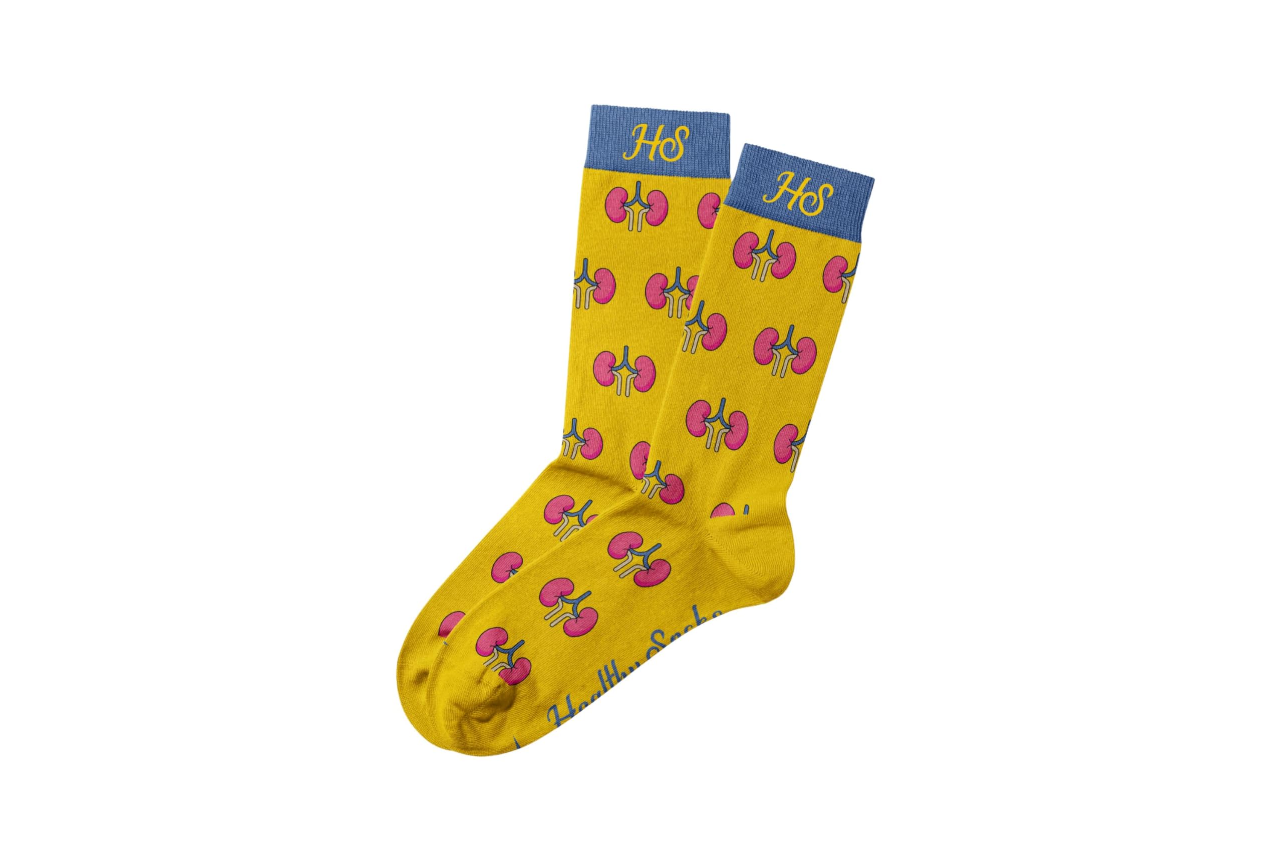 Healthy Socks Kidney Medical Print Crew Socks – Renal & Nephrology Inspired Design, Doctor & Nurse Gift, Healthcare Worker & Medical Student Present, Comfortable Socks – Size 36–40