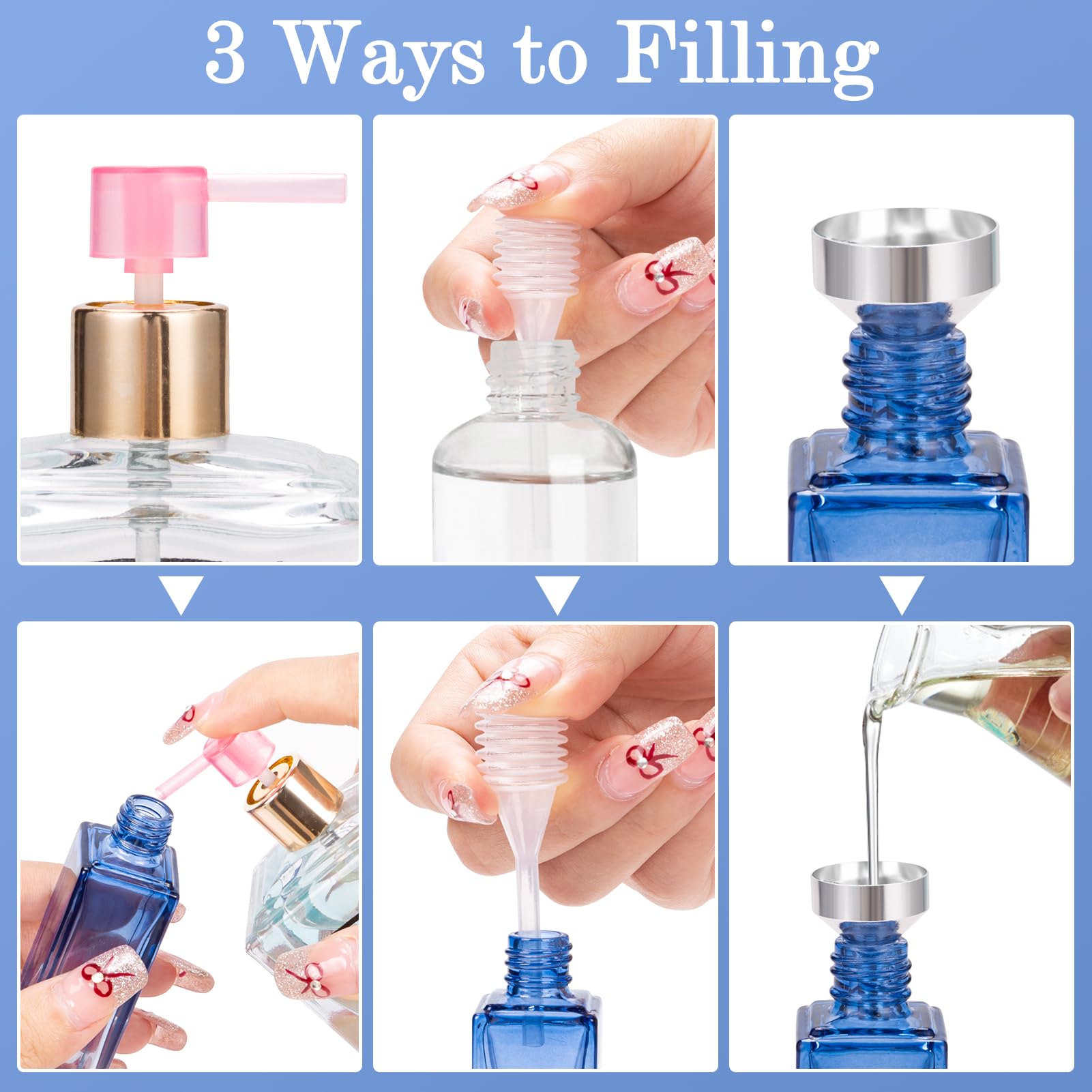 MELLIEX 4 Stück Glas Parfüm Abfüller Klare Leer Parfümzerstäuber Nachfüllbar Tragbare Sprühflasche mit Feinem Nebel für Tägliche Geschäftsreisen, 10ml/20ml