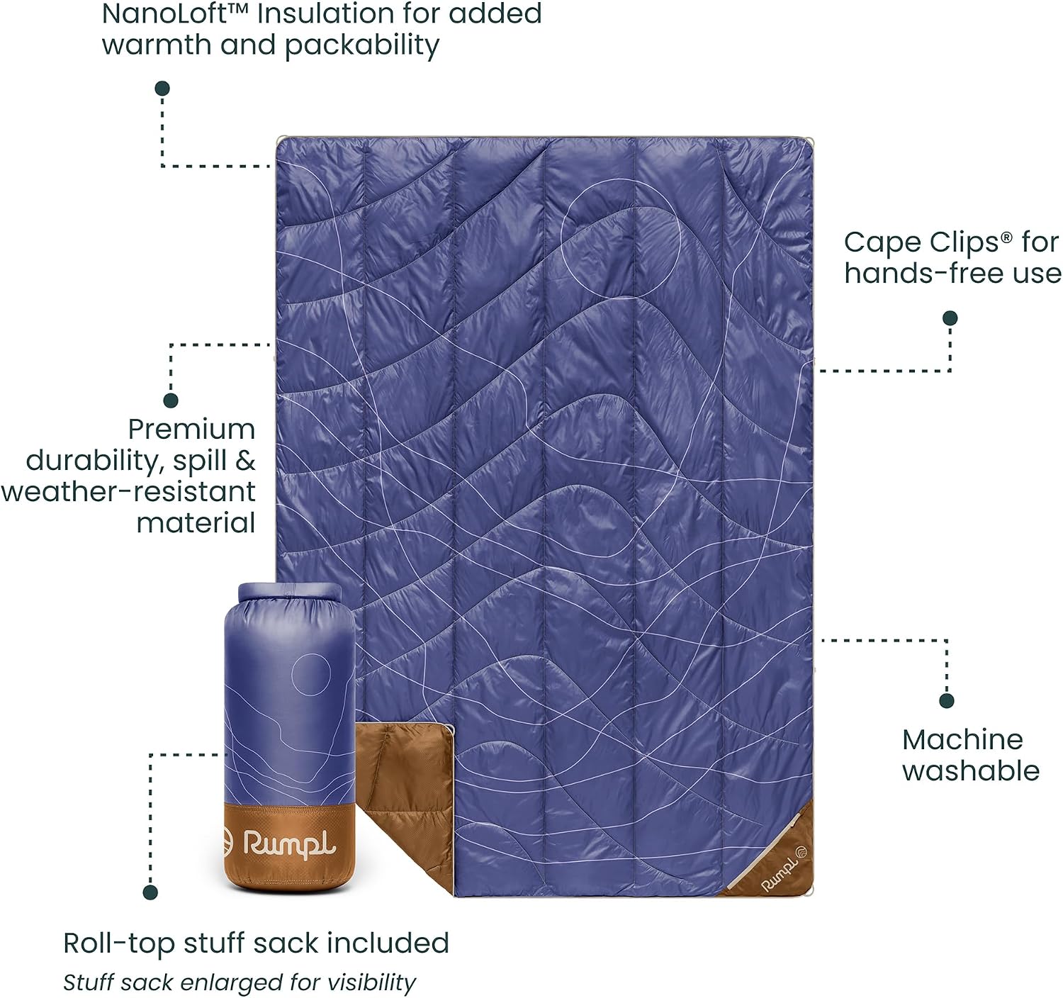 Rumpl Backcountry Puffy Blanket, 1-Person, Trace Valley Marionberry image 3