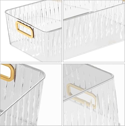 Miniatura 3 de Paquete de 6 cubos organizadores transparentes de despensa, contenedores de almacenamiento de plástico con asa para cocina, refrigerador,