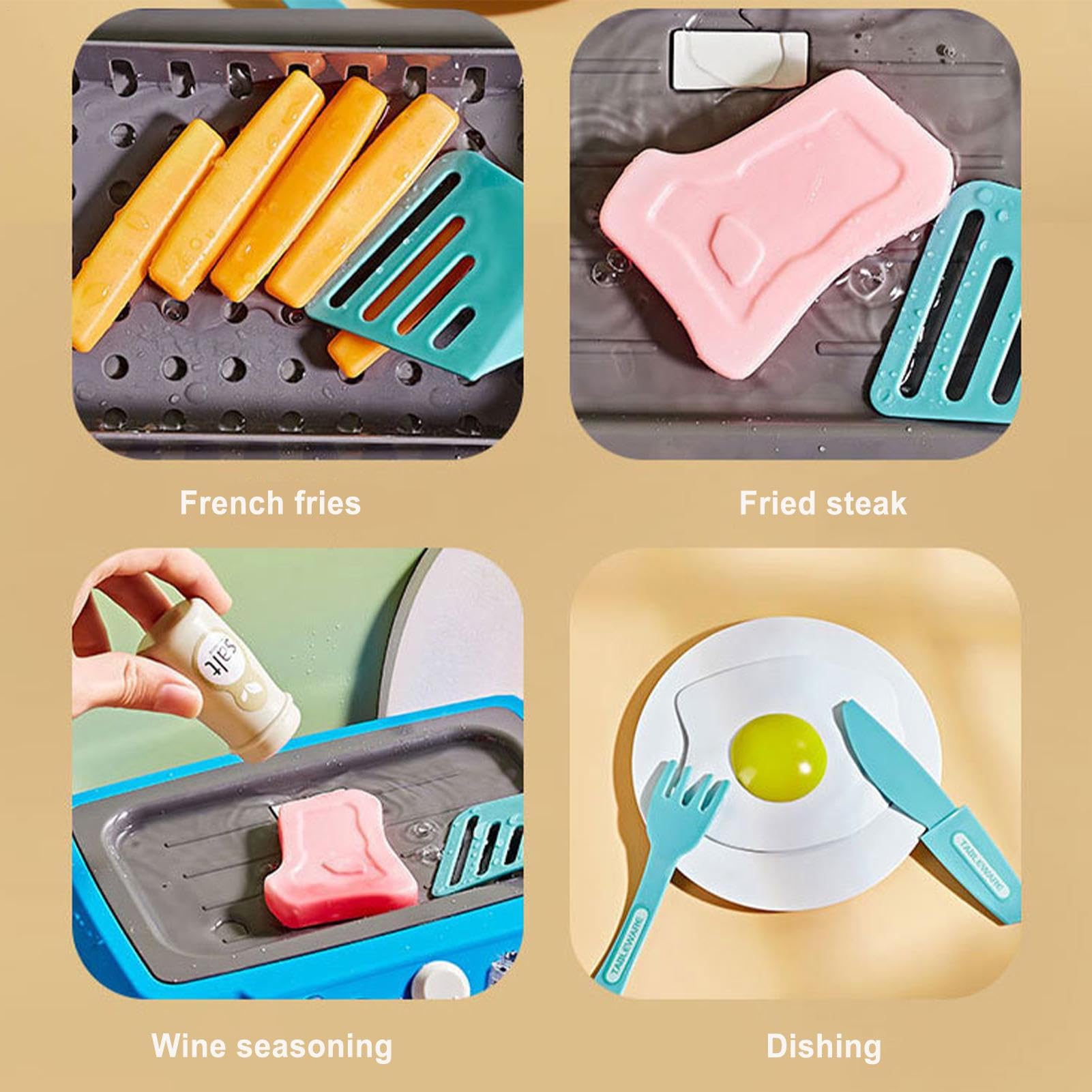 Gourmet Cooking Box Toy - Kids Kitchen, juego de fingir | Juego realista kit de accesorios de comida, utensilio reutilizable para niños niñas regalo regalo cumpleaños desarrollo juego de rol creación