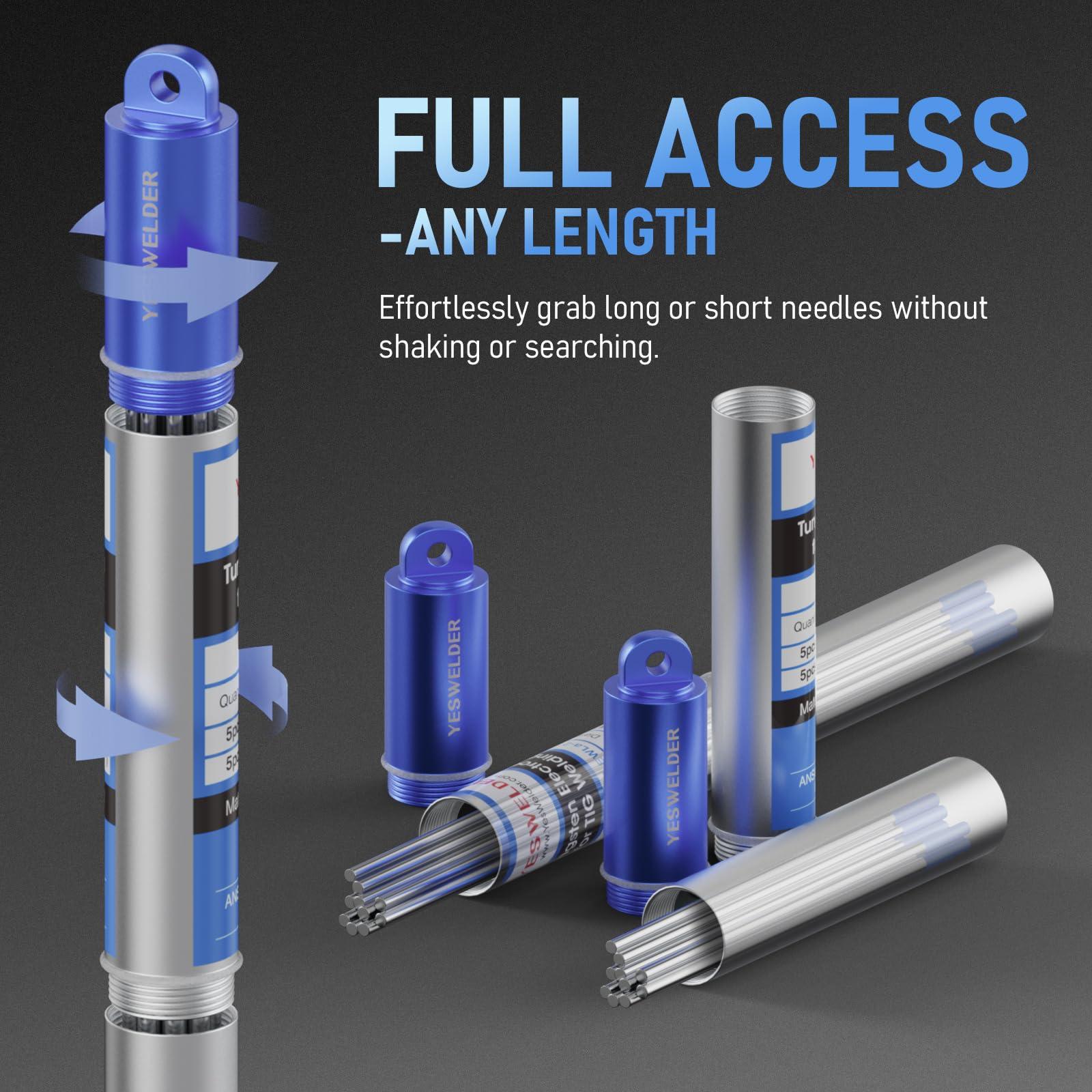 Electrodo de tungsteno de soldadura TIG 2% Lanthanated 5 unidades de 1/16 pulgadas y 5 unidades de 3/32 pulgadas por 7 pulgadas (azul, EWLa-2) YESWELDER | Paquete de 5 unidades de 0.08 pulgadas y 5 unidades de 0.08 pulgadas x 7 pulgadas, color azul WL20/E