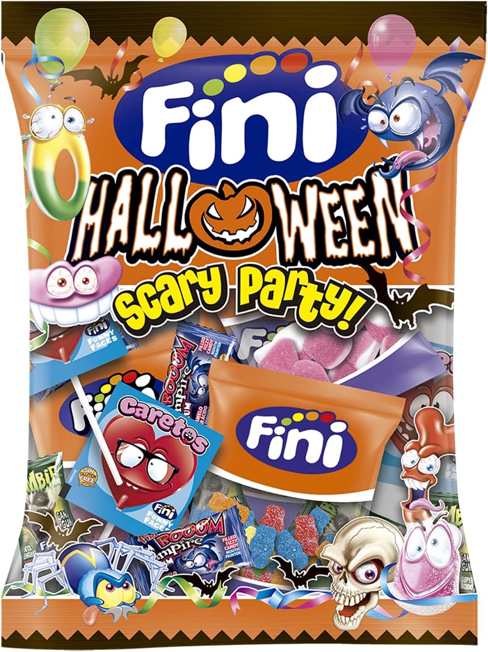 Fini Scary Party Mix | Surtido de Dulces con Gominolas, Geles, Piruletas y Chicles | Golosinas y Chuches para Halloween, Cumpleaños y Regalos, 200g