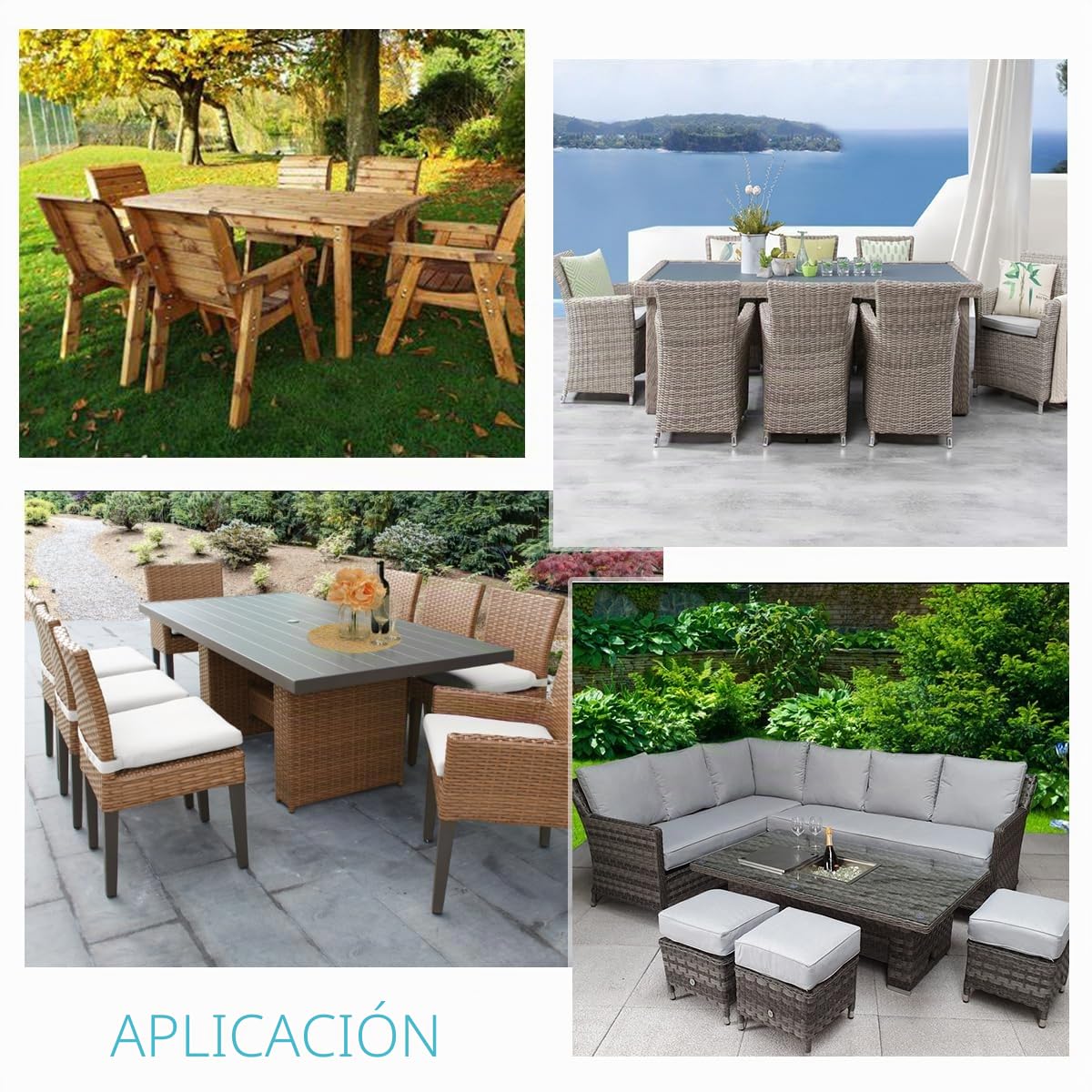 Funda Protectora Muebles Jardin, Funda de Mesa de Jardin, Cubiertas para Muebles de Jardín, Tela Oxford Cubierta de Exterior Impermeable, Anti-UV, Rectangular, 242x162x100cm
