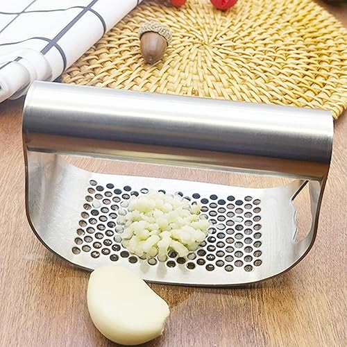 Miniatura 4 de Mecedora de prensa de ajo, picadora y peladora de ajo de acero inoxidable 304, útil cocina sin olor a ajo (negro, azul)